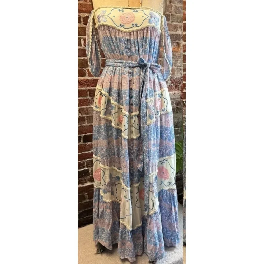 Fillyboo Maternity Vintage Bloom Boho Embroidered Garden Maxi Dress Medium - Picture 16 of 16